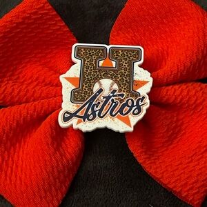 Astros Themed orange Hair Bow